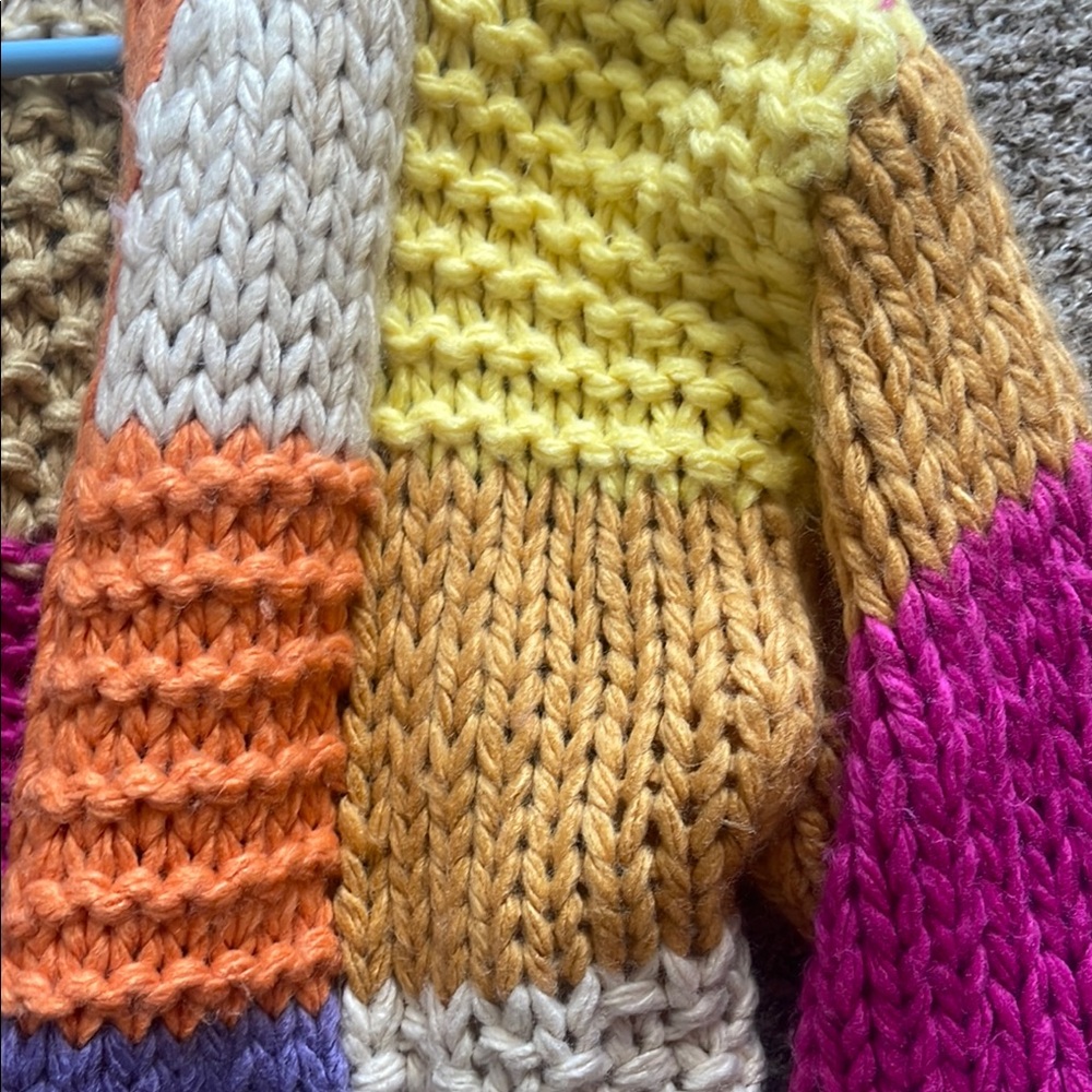Colorful Patchwork Knit Cardigan - image 3